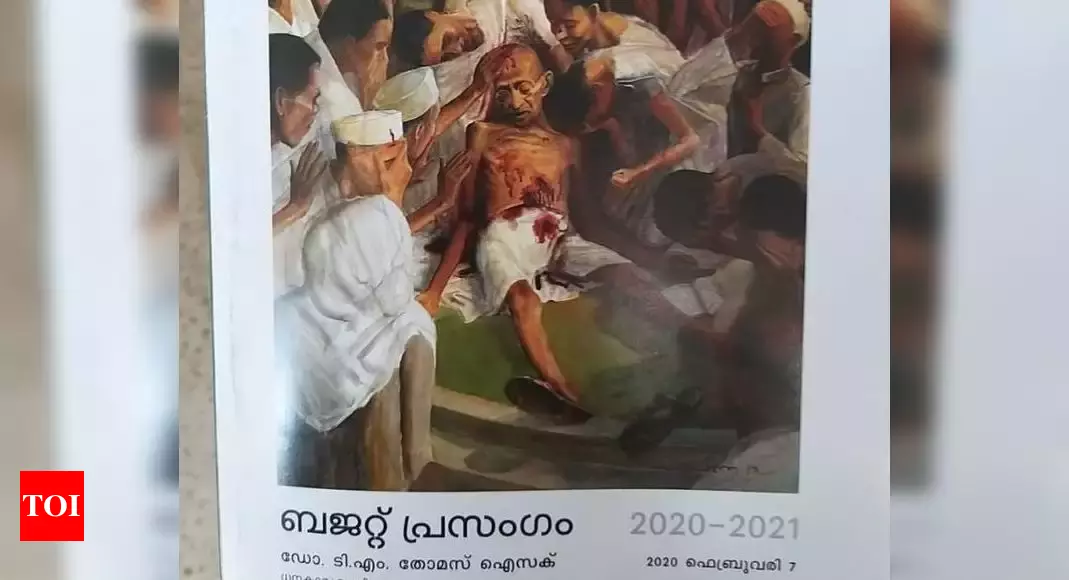 Mahatma Gandhi’s assassination painting on Kerala budget document