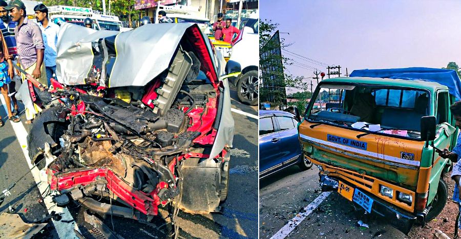 Ford Mustang crashes head-on with a mini truck [Video]