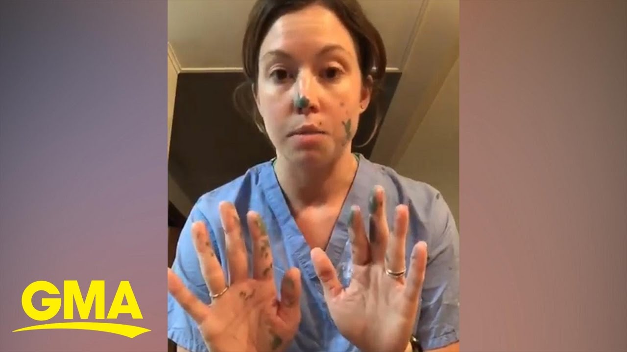 This nurse demonstrates the threats of cross contamination while wearing gloves