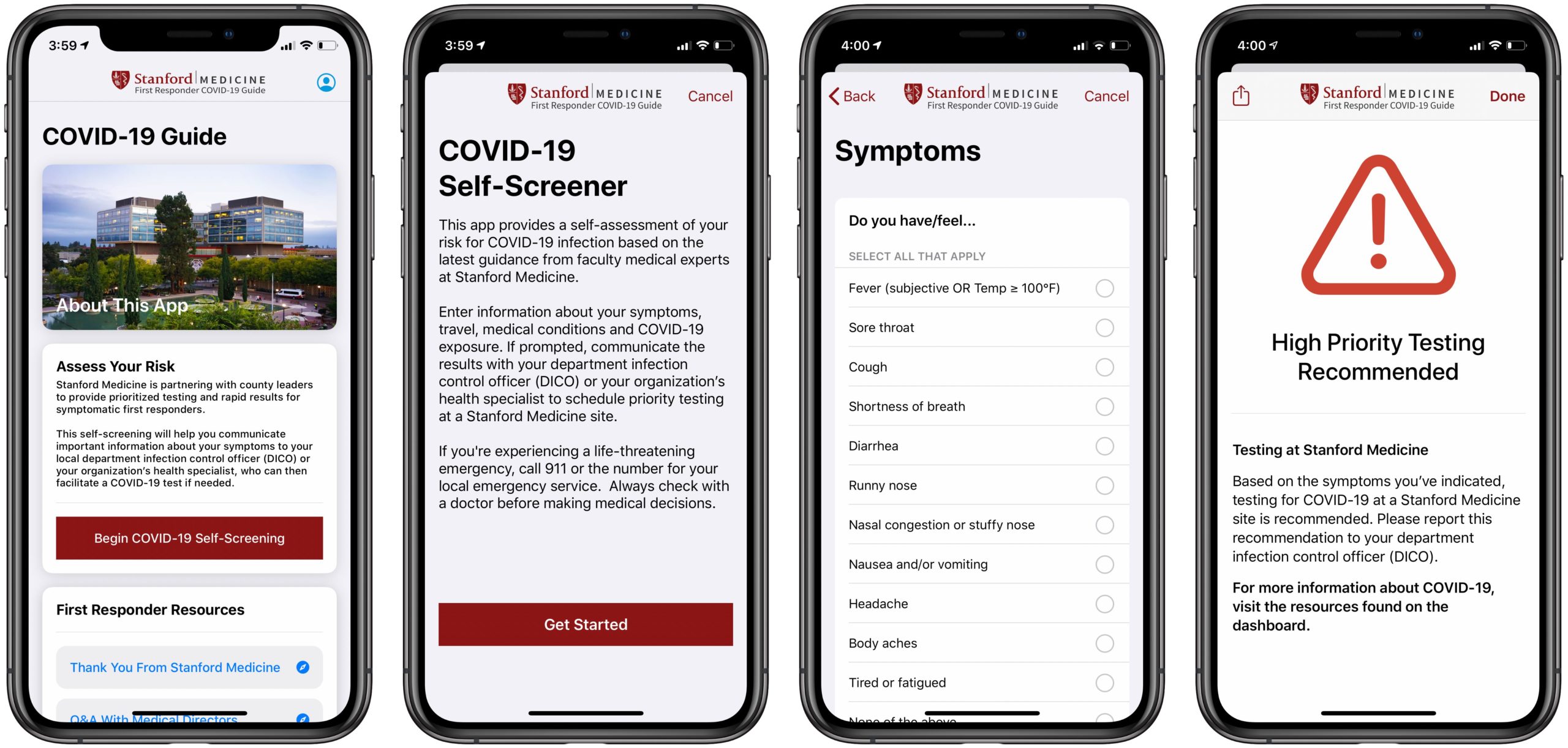 Stanford teamed up with Apple to release an app that connects first responders to drive-through COVID-19 tests