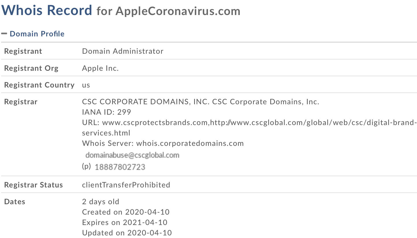 Apple Registers AppleCoronavirus.com Domain Name