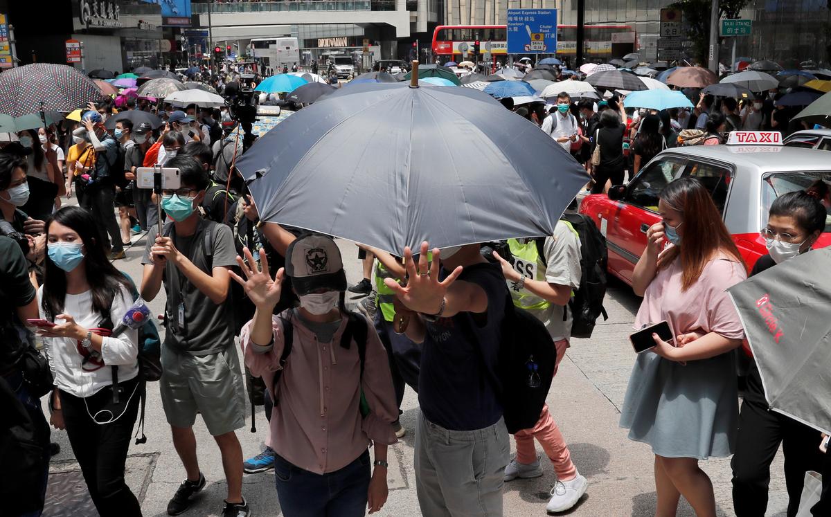 Hong Kong police fire pepper pellets to disperse protests over security bill