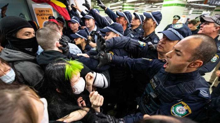 ‘Police aren’t punching bags’: Sydney officer defends use of pepper spray on protesters