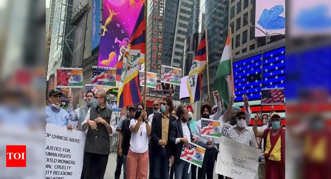 Indian-American community holds ‘Boycott China’ protest at Times Square in New York