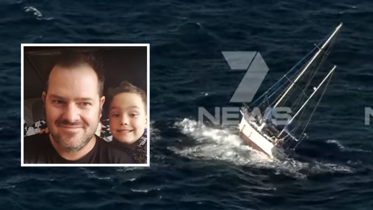 Dramatic ocean rescue to place WA father and young son from sinking yacht off Rottnest Island