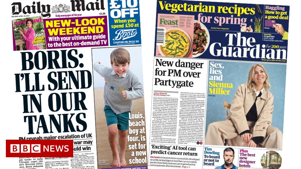 Newspaper headlines: Tanks for Ukraine, and original Partygate fines