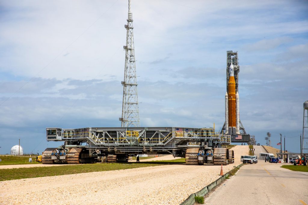 Discover NASA roll Artemis 1 moon rocket off the launch pad tonight