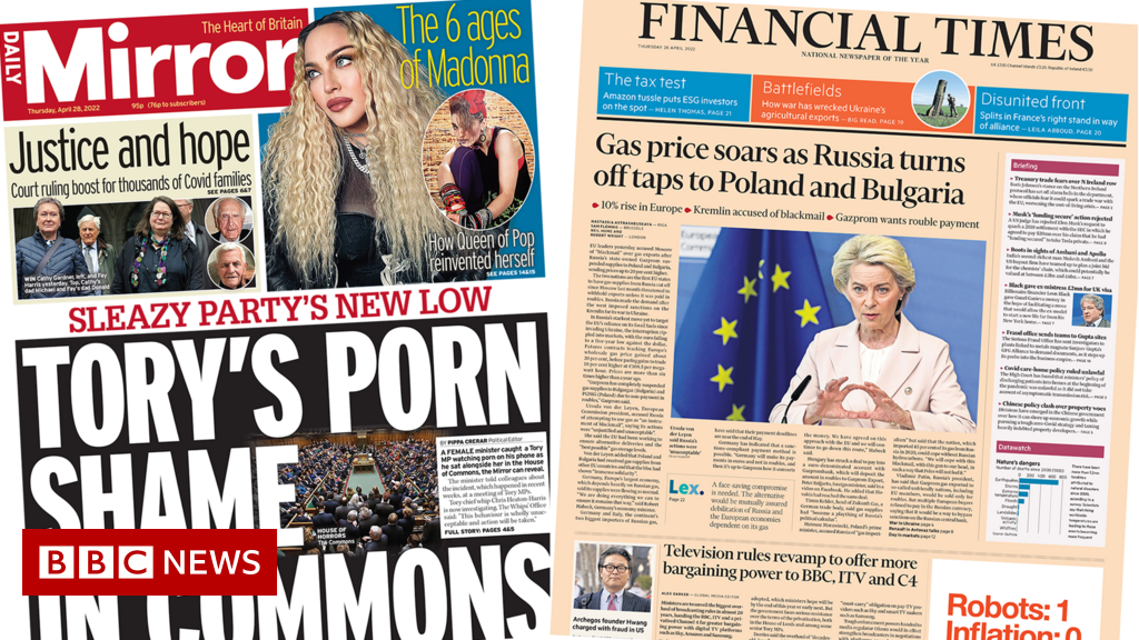 The Papers: Tory MP’s ‘porn shame’ and ‘fear of energy crisis’