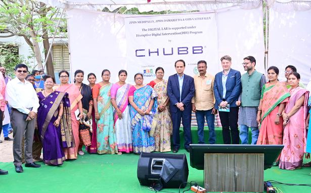 Senior management from Chubb visits a authorities faculty in Hyderabad