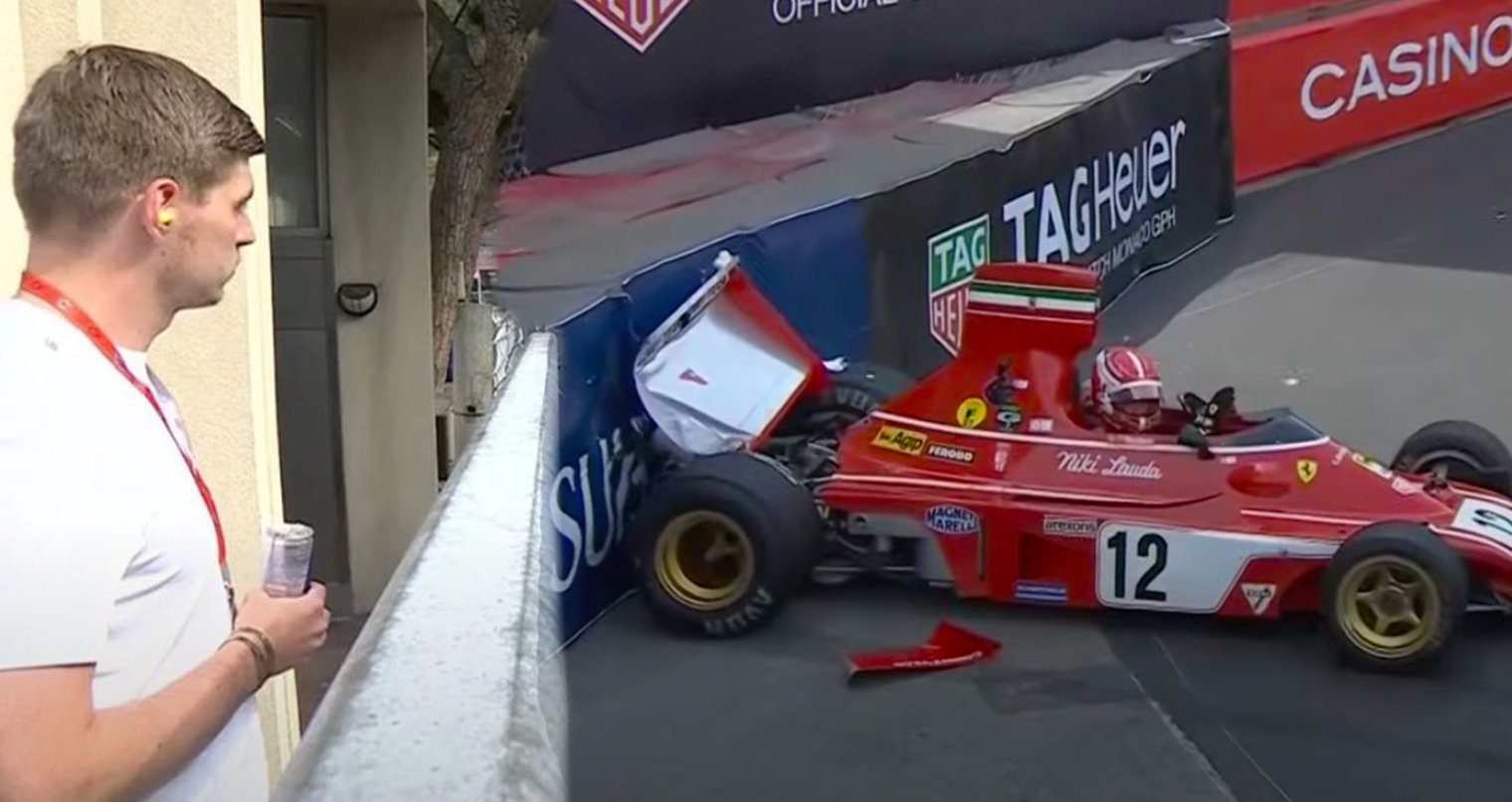 Verstappen Followers Cheer As F1 Leader Charles Leclerc Crashes Traditional 1974 Ferrari in Monaco