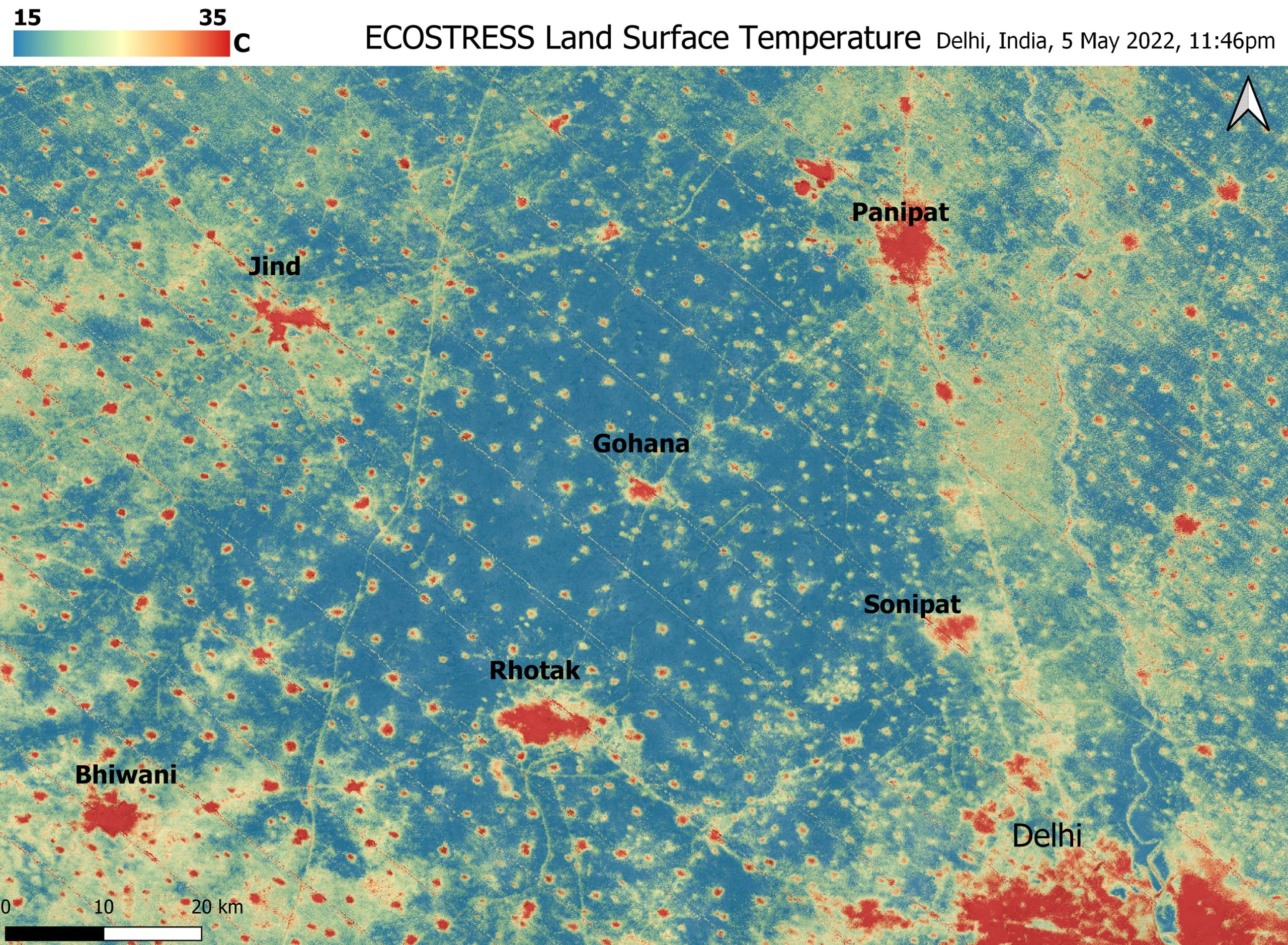 Crude Indian Heat Wave: NASA’s ECOSTRESS Detects Blistering “Heat Islands”