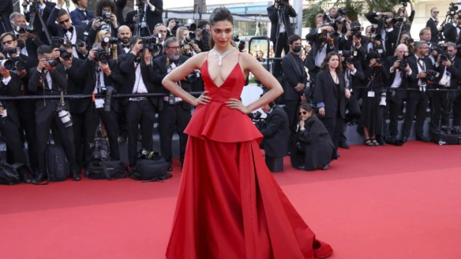 Deepika Padukone in sultry costume and diamond necklace sets crimson carpet on fire on Cannes Day 3