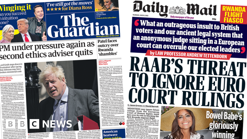 The papers: PM’s ethics adviser quits and Euro court docket menace