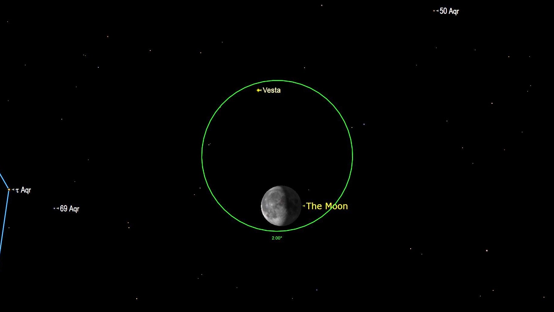 Behold up! Witness the moon shine shut to giant asteroid Vesta this weekend.