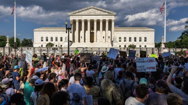 Protests erupt exterior US Supreme Court after ruling overturns abortion rights