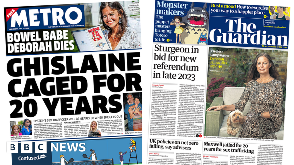 The Papers: ‘Ghislaine caged’ and ‘Sturgeon’s referendum present’