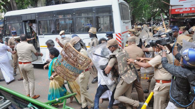 Unprecedented violence on Lloyds Facet highway delivery air AIADMK headquarters