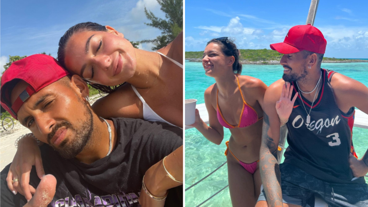 Prick Kyrgios and girlfriend Costeen Hatzi stay it up in the Bahamas after crushing Wimbledon loss