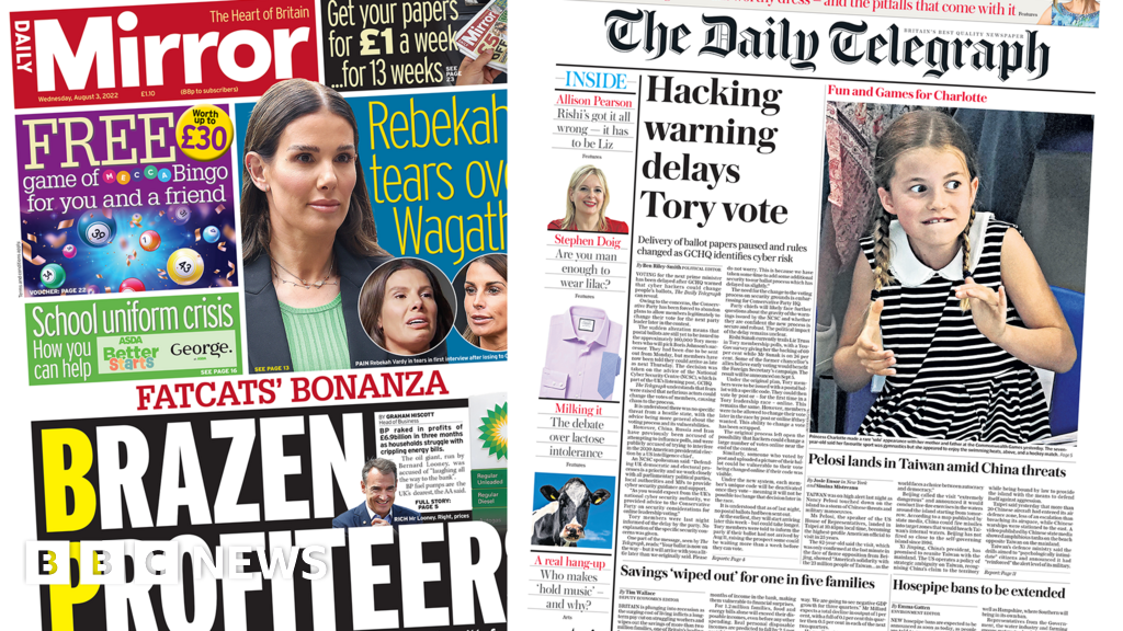 The Papers: Outrage over oil profits and hack lengthen to PM vote