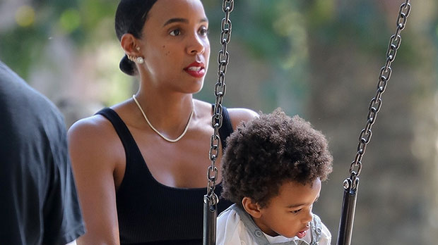 Kelly Rowland Pushes Son Noah, 1, On Swings In the center of Park Time out: Images