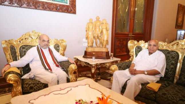 Union minister Amit Shah meets Ramoji Rao in Hyderabad | Glimpse pics