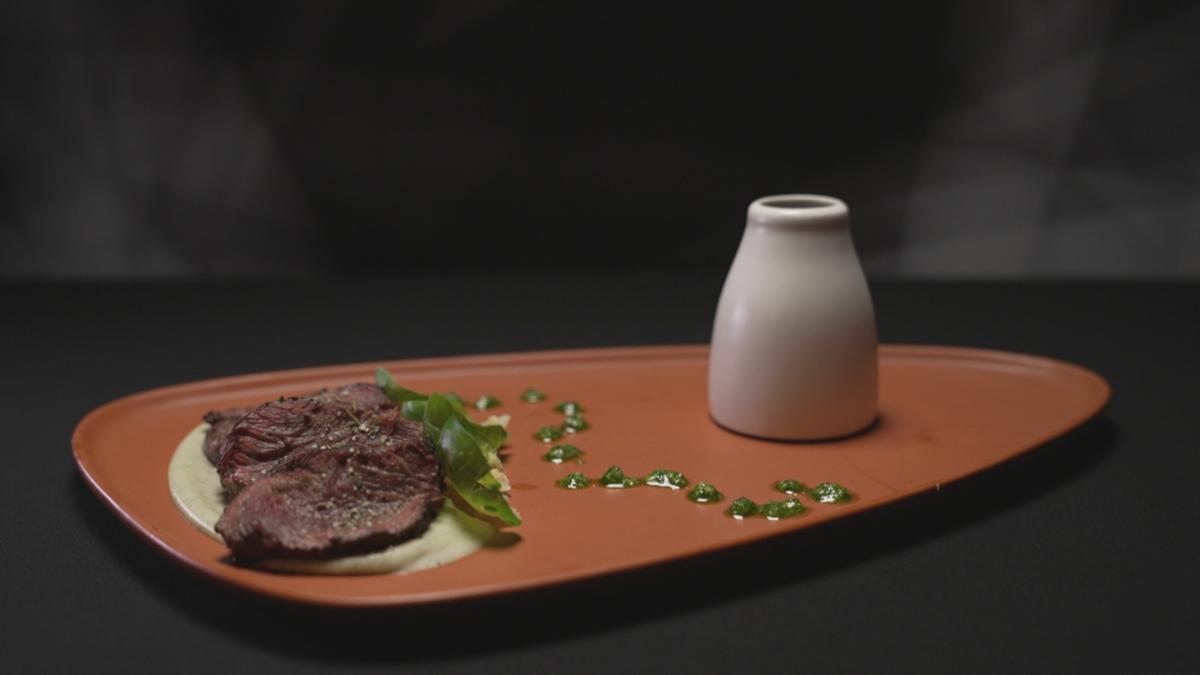 Kangaroo Loin with Parsnip & Saltbush Puree and Pepperberry Jus: Matt & KT recipe