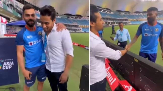 Maaro Mujhe Maaro guy meets Kohli and Pandya after India vs Pakistan Asia Cup opener. Watch videos