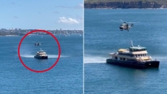 Helicopter and Ferry video: Defence Australia helicopter drill with Manly Ferry on Sydney Harbour photographed