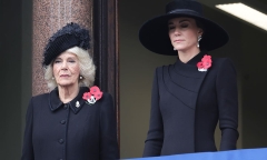 Queen Consort Camilla and Princess Kate make sombre look at Remembrance Day service