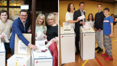 Victorian election: Liberal leader Matthew Guy casts tally along with household in Bulleen electorate