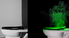 Lasers capture aerosols that take off out of flushing toilets