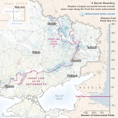 Satellite Reveals Larger Wheat Harvest in Ukraine Than Expected– And Barren Boundary of War