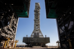 NASA rolls Artemis 1’s big launch tower off pad for repair work, upgrades (pictures)