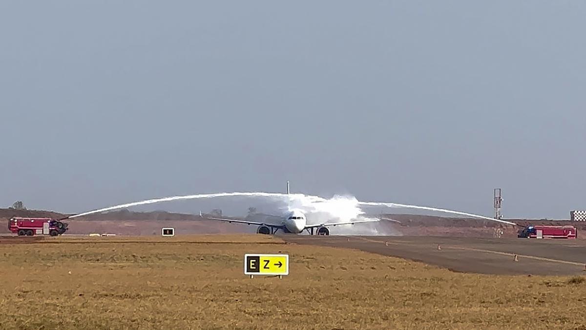 IndiGo flight gets here at Manohar International Airport in Goa