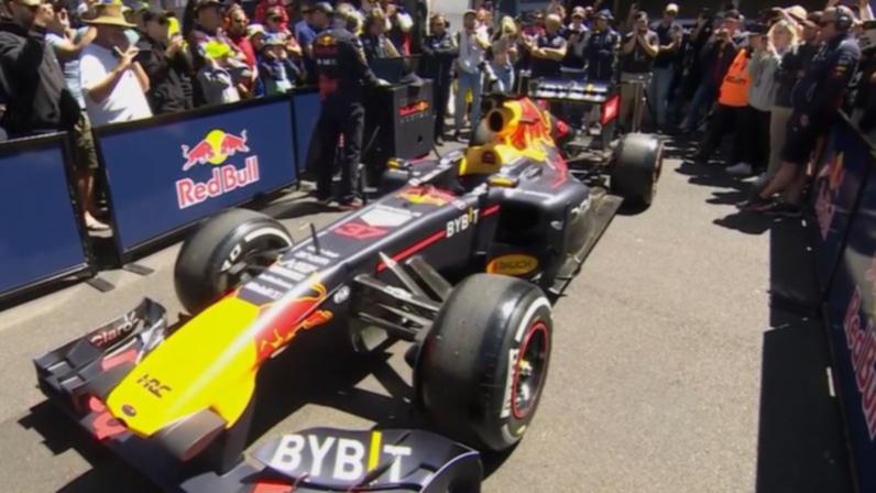 F1 vehicle at Bathurst: Red Bull Formula 1 cars and truck carries out nationwide anthem prior to blistering around Mount Panorama