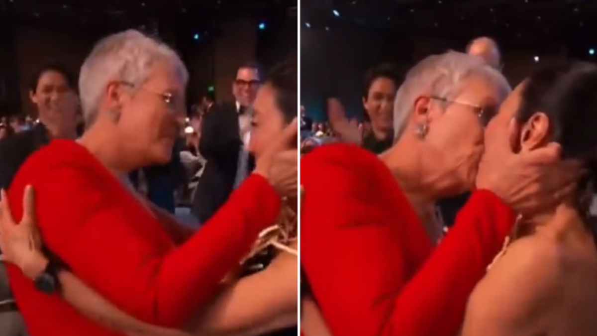 Droop Awards: Co-stars Jamie Lee Curtis and Michelle Yeoh share live television kiss after Everything Everywhere All at Once win