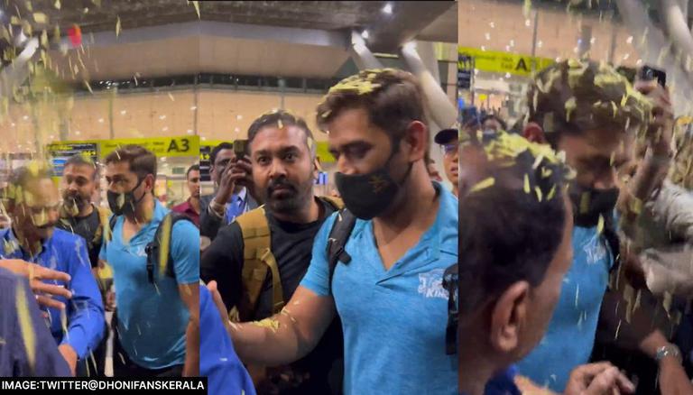 MS Dhoni lands in Chennai for IPL 2023; Fans shower flower petals, polices mob for selfies|Cricket News