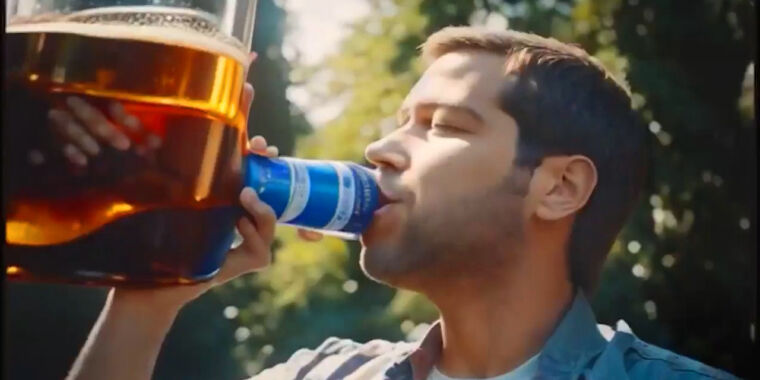 AI-generated beer commercial includes cheerful monstrosities, goes viral