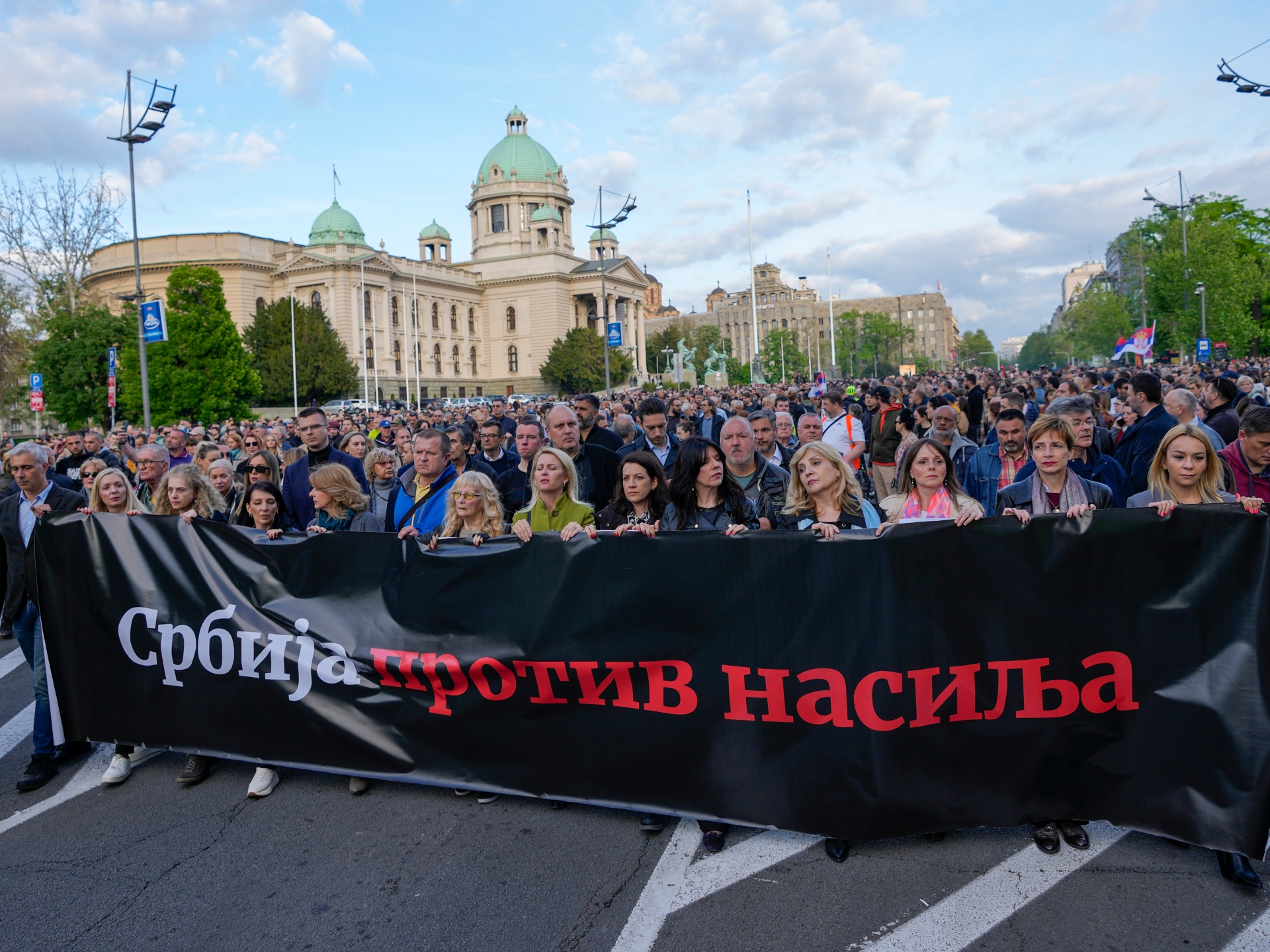 After 2 mass shootings, Serbians rally versus violence