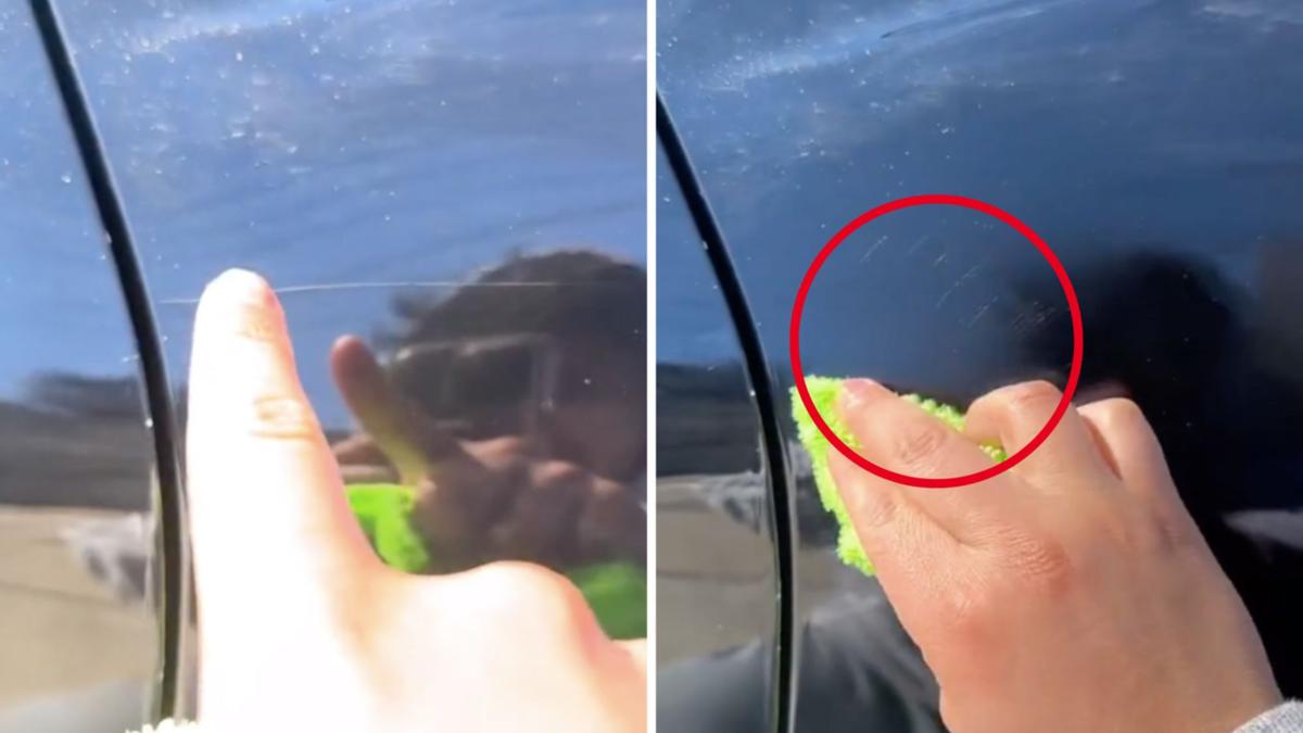 TikTok video demonstrates how coconut oil and vinegar can be utilized to get rid of scratches from automobile