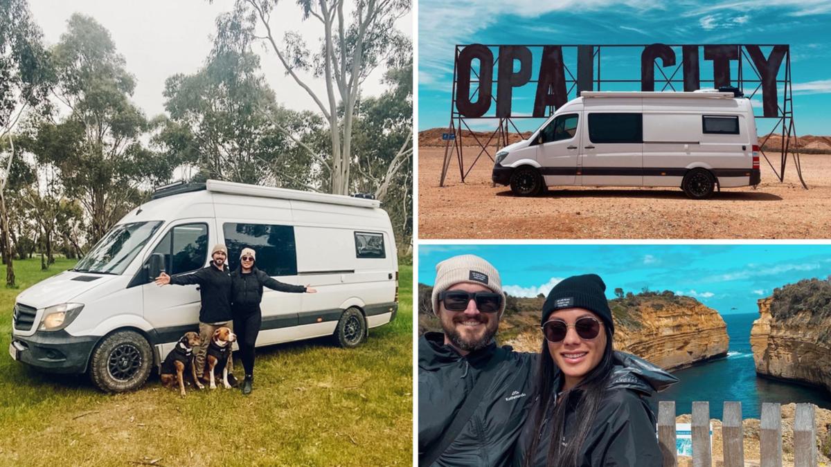 Tiny house life: How ‘stressed out’ Aussie couple accepted mortgage-free living after changing old van into house on wheels