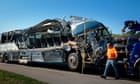 3 dead and 14 hurt in Illinois after Greyhound bus crashes into trucks