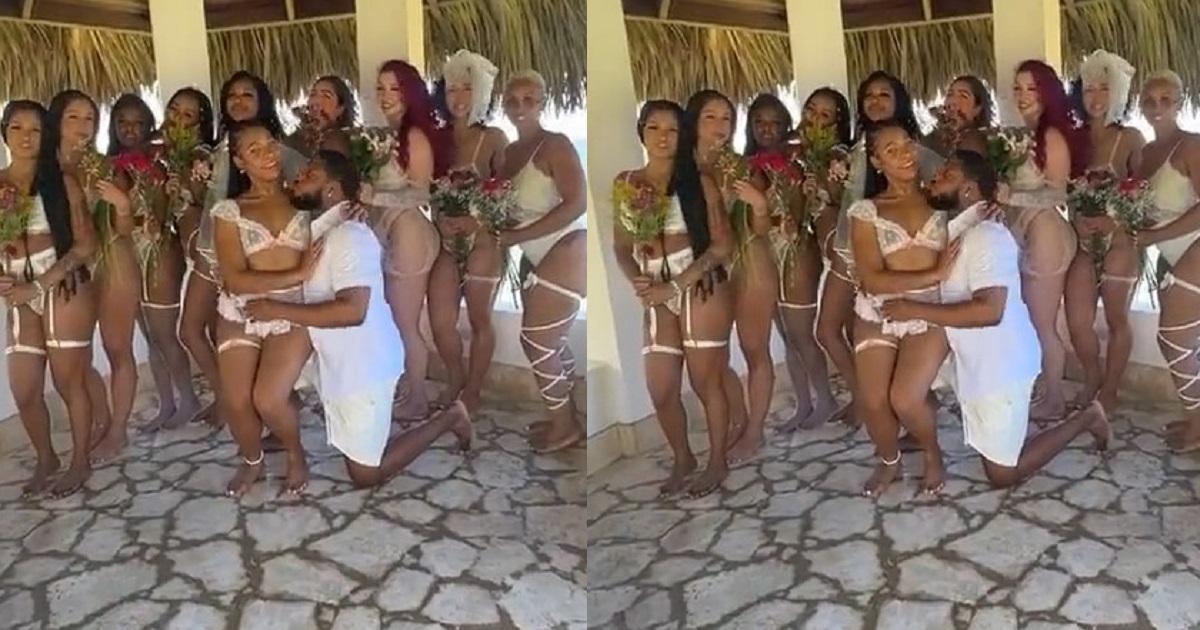 “Solomon of our time”– Reactions as male weds 10 ladies at the same time (Video)