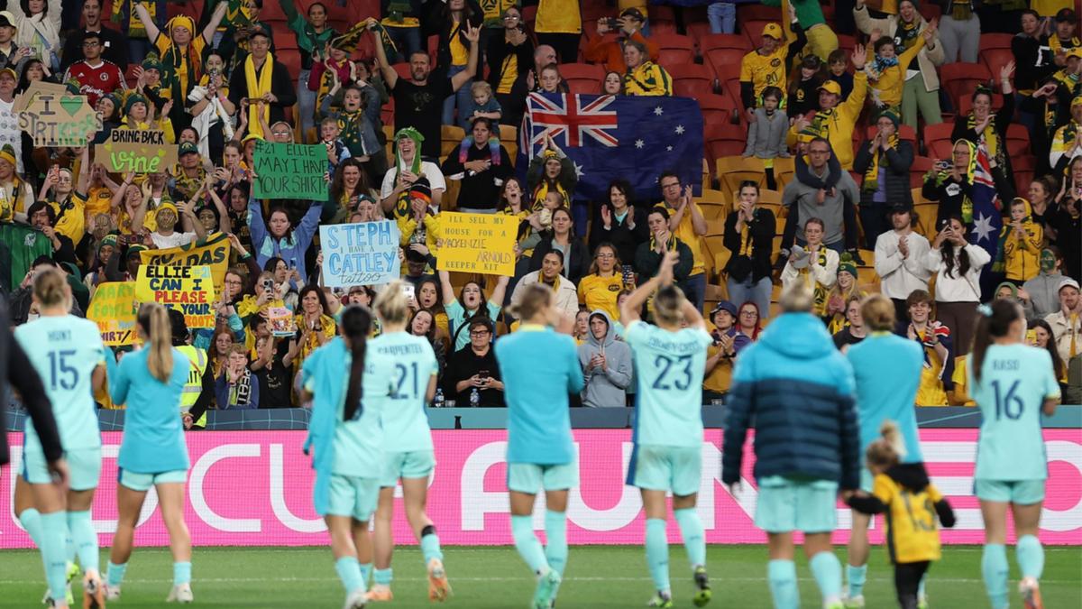 Matildas’ heartfelt act in lap of honour filled with tears after FIFA Women’s World Cup playoff defeat to Sweden