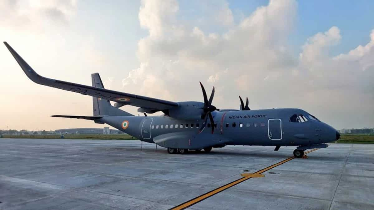 C-295 transportation airplane of Indian Air Force lands in Gujarat’s Vadodara