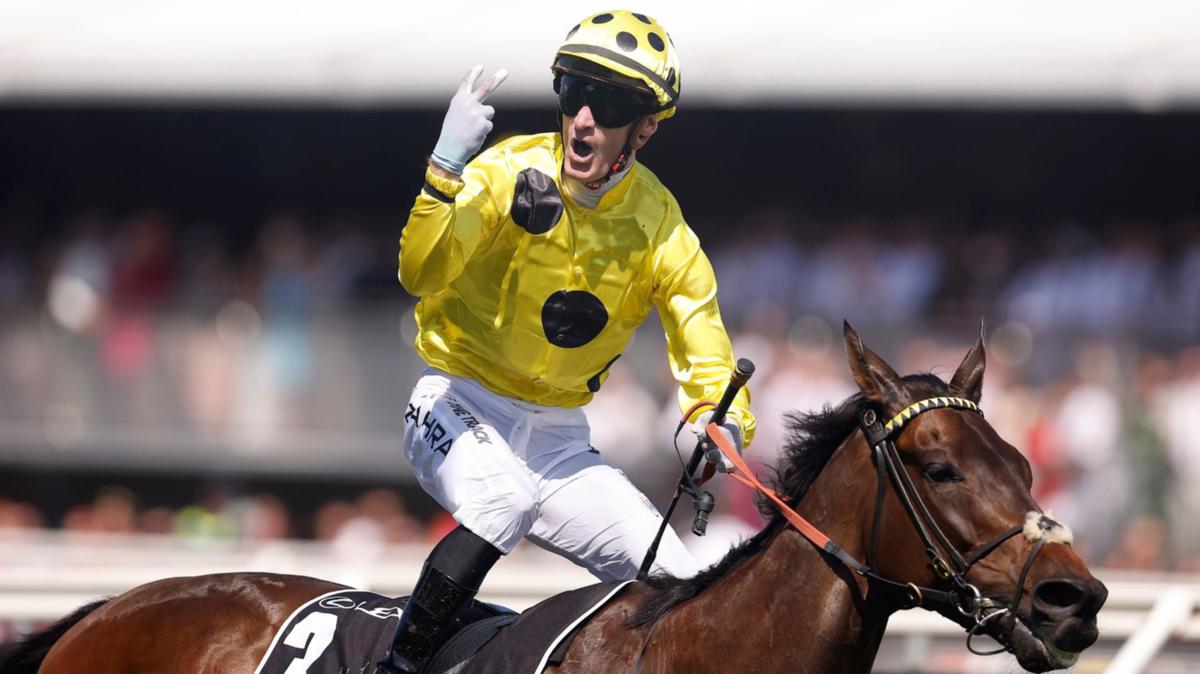 Melbourne Cup winning jockey Mark Zahra describes two-fingered salute