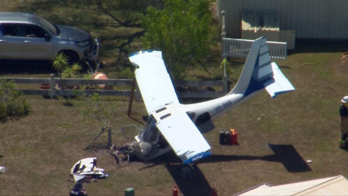 Female hurt as hubby crashes airplane into yard at Cootharaba on the Sunshine Coast