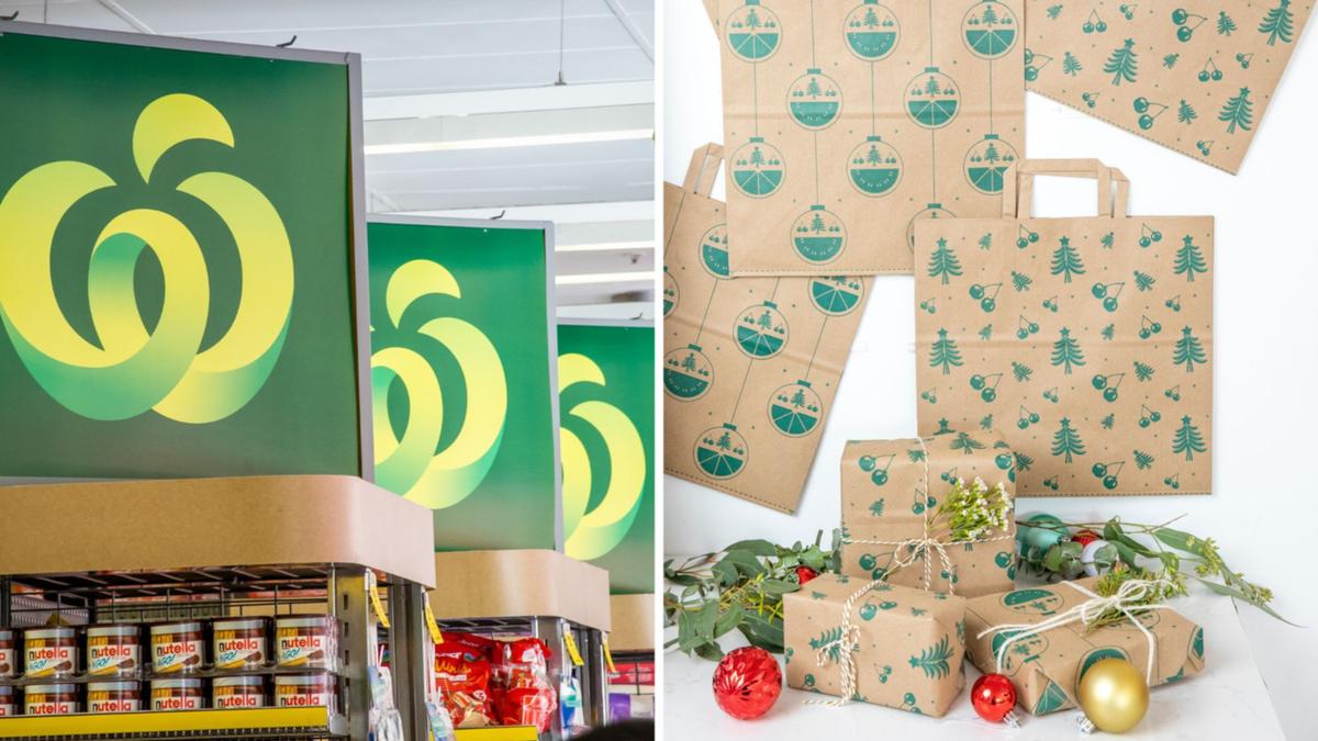 Woolworths grocery store buyers go wild over Christmas covering paper bag hack