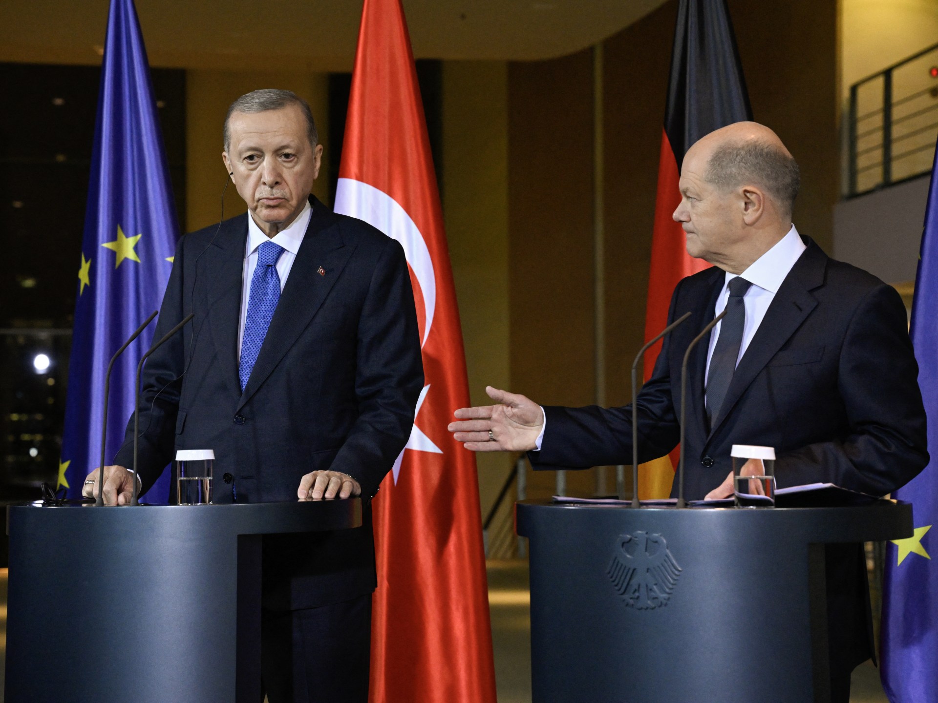 Erdogan in tense talks in Germany as departments over Gaza war deepen