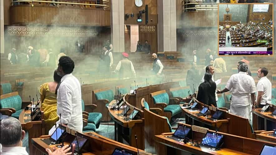 Significant security breach inside Indian parliament, 2 go into Lok Sabha, toss tear gas cylinders